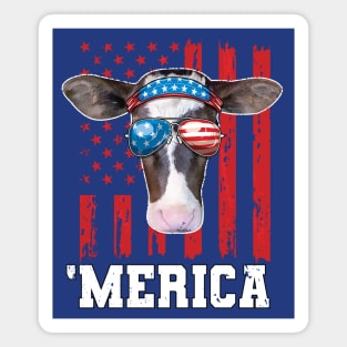 Cow 4th of July Merica American Farmer Magnet